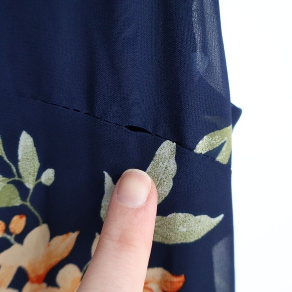 Lulus Elegant Admiration One Shoulder Maxi Dress Womens Medium Navy Blue Floral - Picture 6 of 9